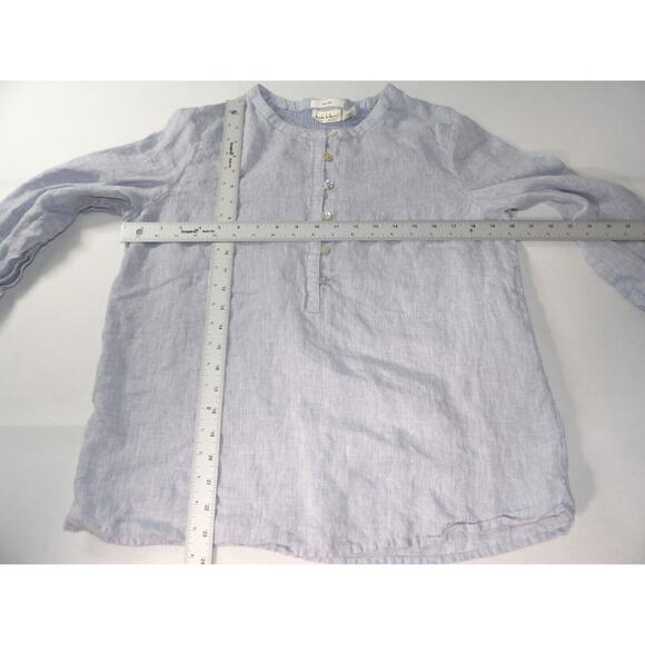 Nicole Miller Linen Tunic Medium 1/2 Button Blue Cottage Core Minimalist READ - Picture 9 of 14